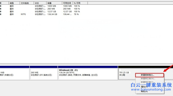 筆記本,自帶,win8,只,有一個(gè),盤,怎么,分區(qū),步驟