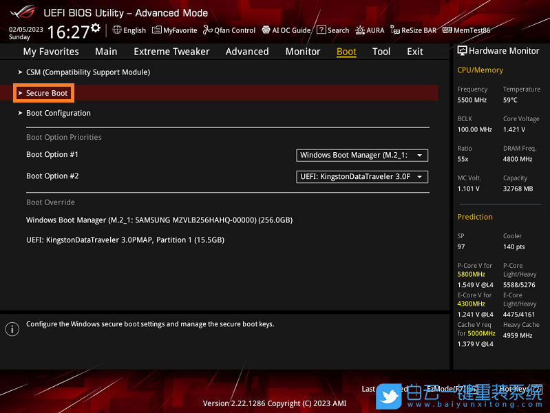華碩主板,Z790主板,安全啟動,Secure Boot步驟